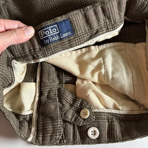 Polo Ralph Lauren Vintage Plaid Wool Made In Japan Trousers Pants Men's Sz 31*29 - Picture 4 of 10